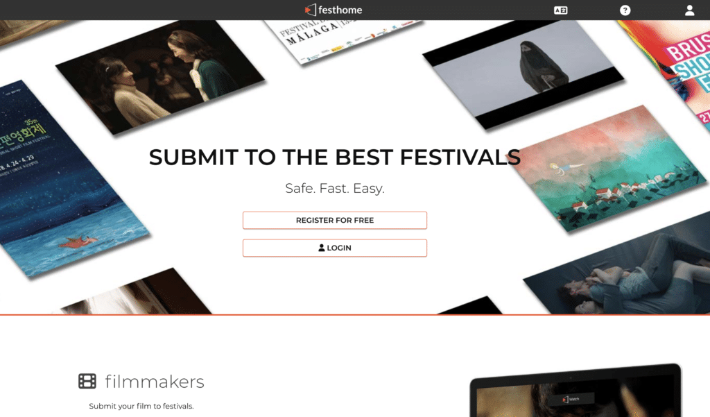 Screenshot of Website for Film Festival Submission